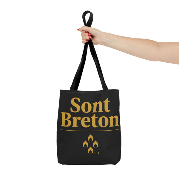 Primer plano del diseño Sont Breton en negro y dorado