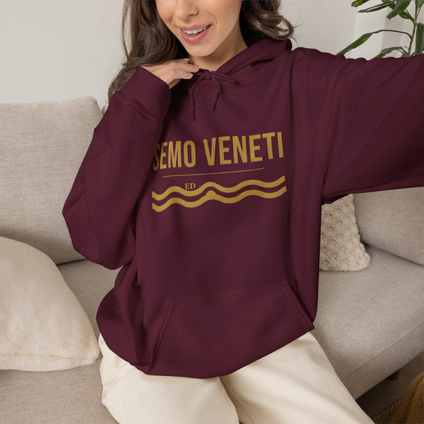 Primer plano del diseño Semo Veneti en negro y dorado