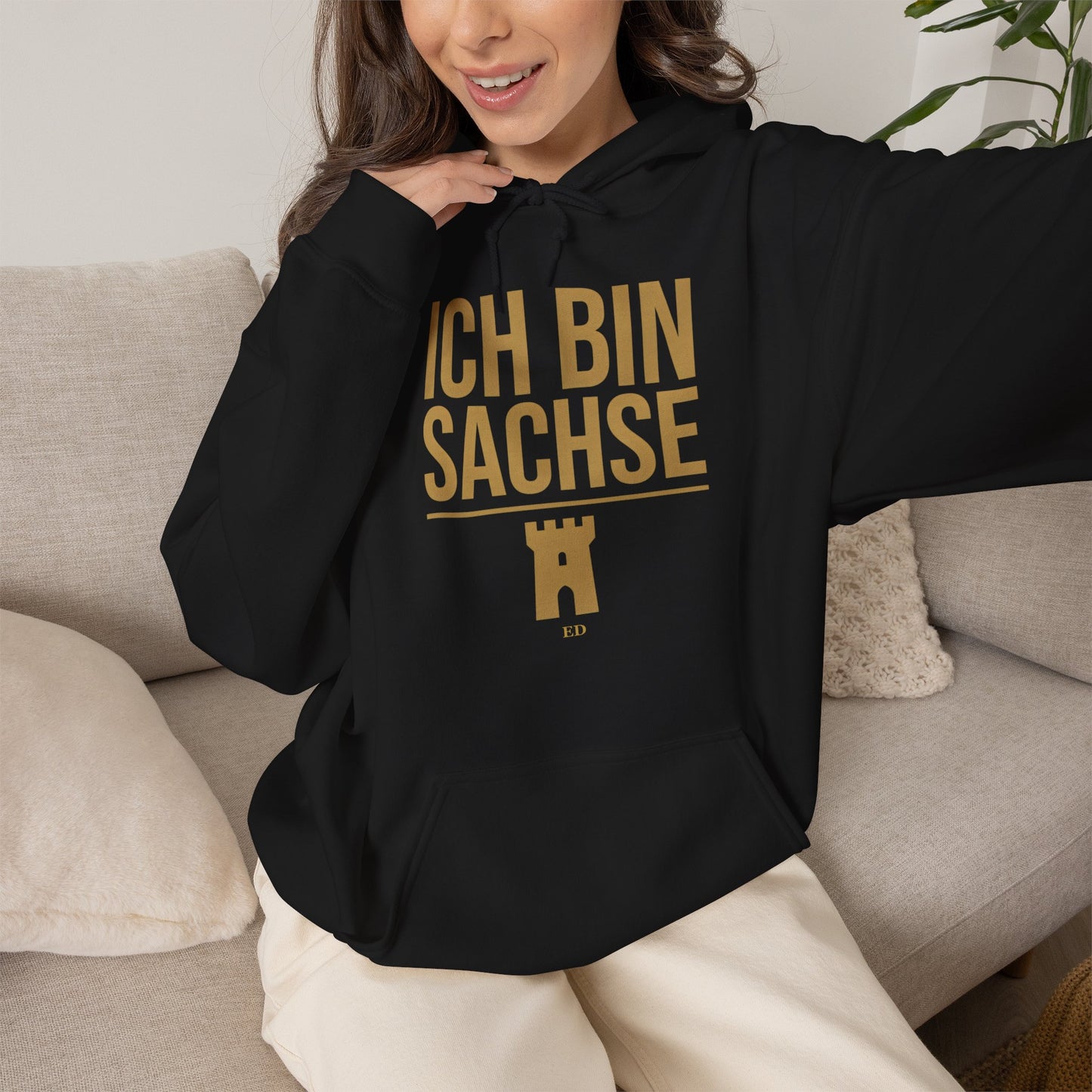 Bluza z kapturem z saksońską dumą | Ich Bin Sachse — ciepły fason