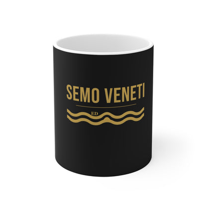 Venetian Pride Mug with Semo Veneti dialect design, black ceramic