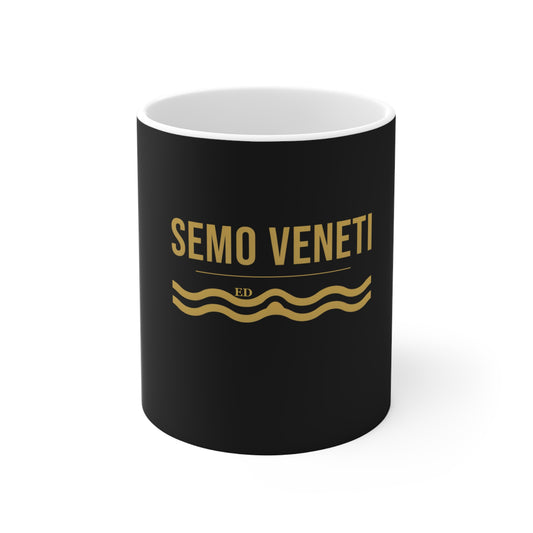 Venetian Pride Mug with Semo Veneti dialect design, black ceramic